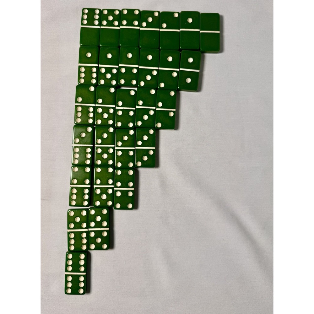 Vintage Dominoes Green 28 Piece Set No Box Puremco? Cardinal?